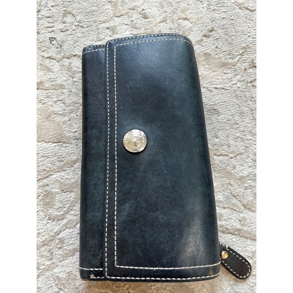 Coach Wallet Black Leather Snap Closure Zip Around Continental - Picture 1 of 8
